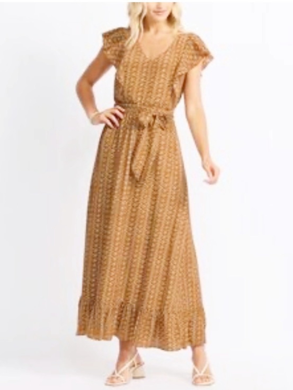 Daniel Rainn Ava Flutter Sleeve Printed Maxi Dress New - Picture 1 of 10